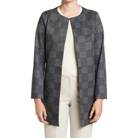 Amanda and Chelsea Multicolor Plaid Ponte Topper Jacket, Medium - Picture 4 of 9